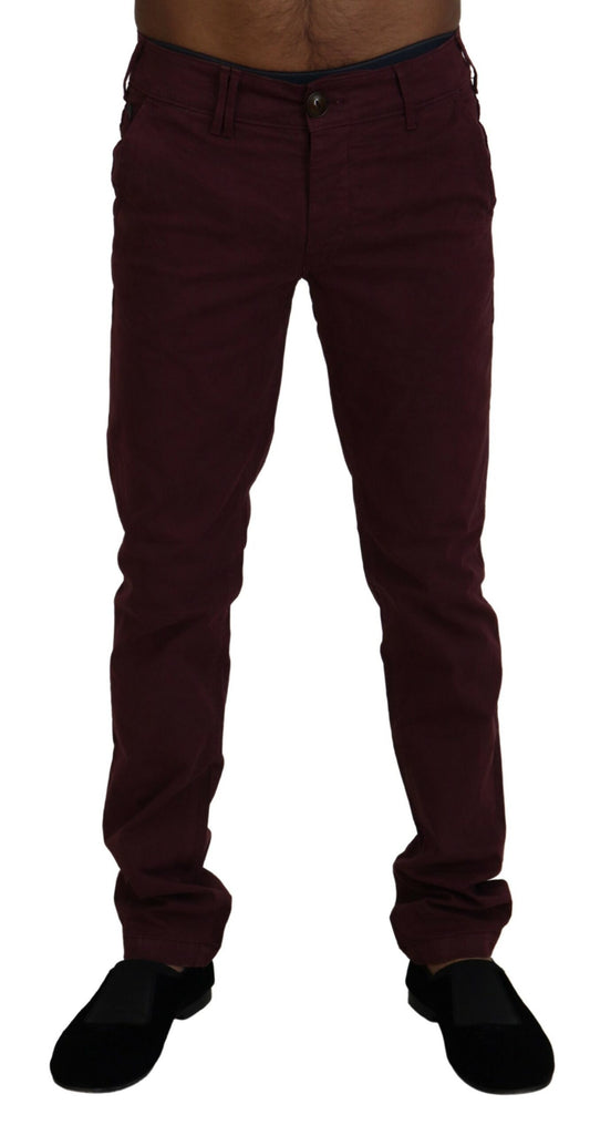 CYCLE Maroon Cotton Stretch Skinny Casual Men Pants CYCLE