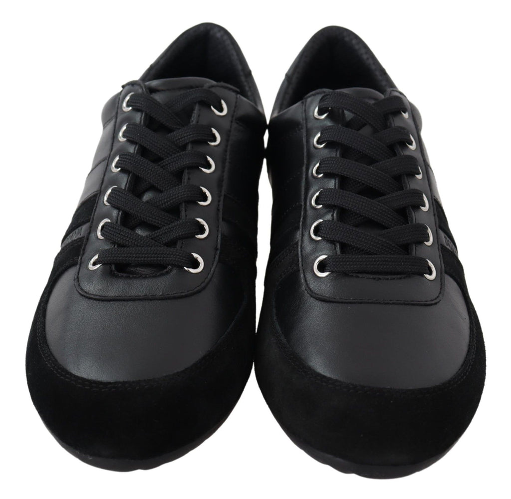 Dolce & Gabbana Black Logo Leather Casual Sneakers Shoes Dolce & Gabbana
