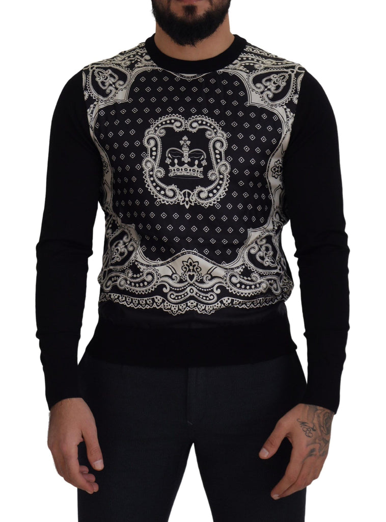 Dolce & Gabbana Black Bandana Crewneck Pullover Sweater Dolce & Gabbana