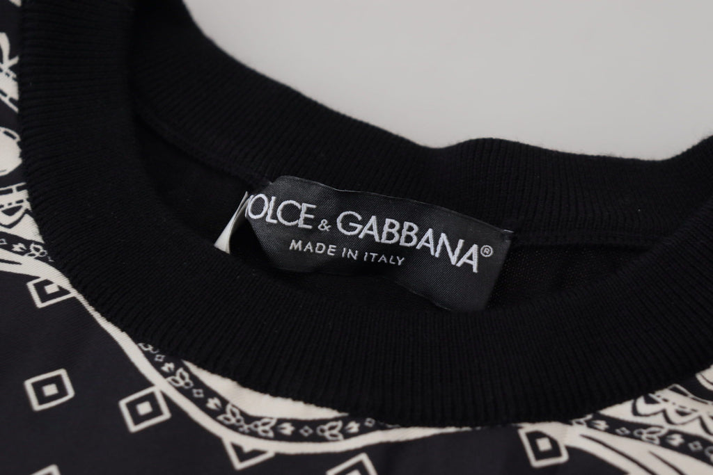 Dolce & Gabbana Black Bandana Crewneck Pullover Sweater Dolce & Gabbana