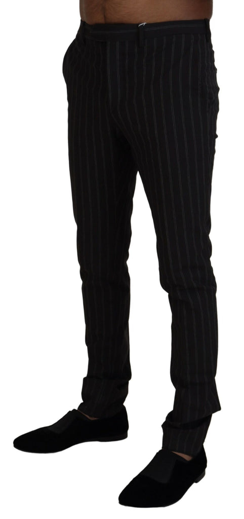 BENCIVENGA Black Stripes Viscose Dress Pants BENCIVENGA