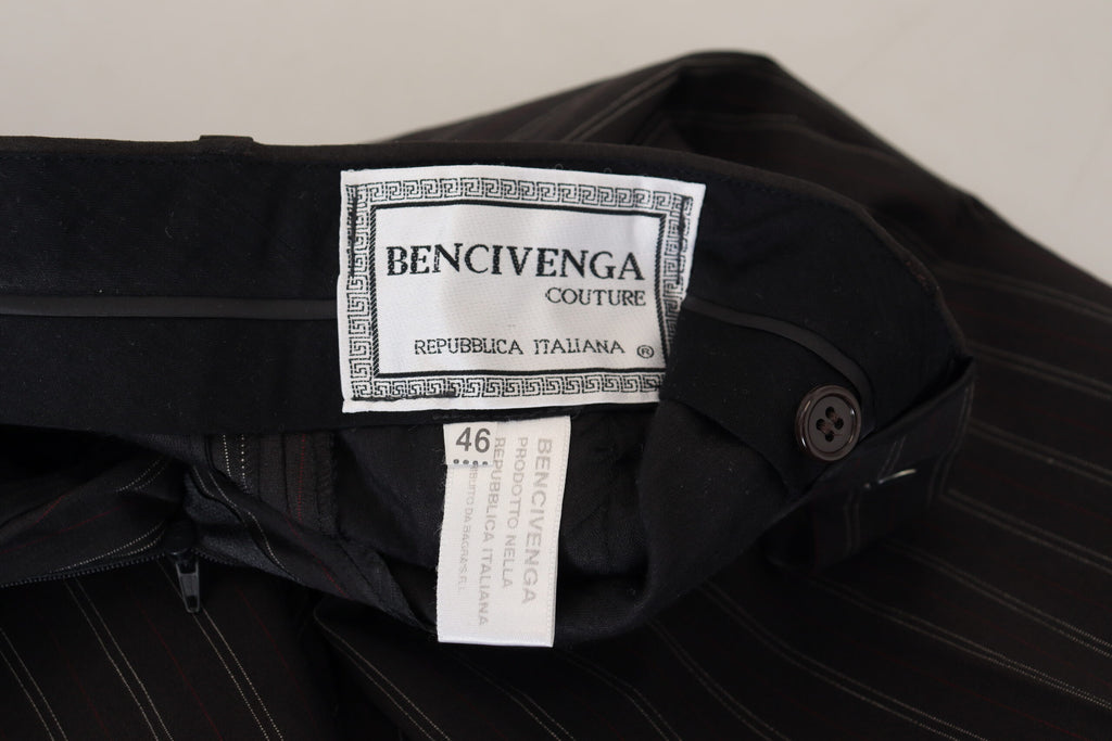 BENCIVENGA Black Stripes Viscose Dress Pants BENCIVENGA