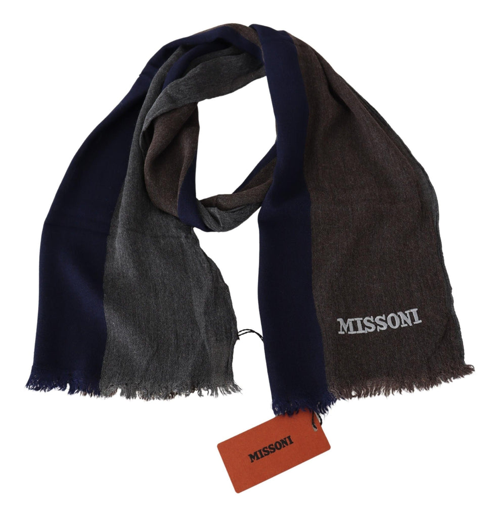 Missoni Multicolor Striped Wool Unisex Wrap Fringes Scarf - Luxe & Glitz
