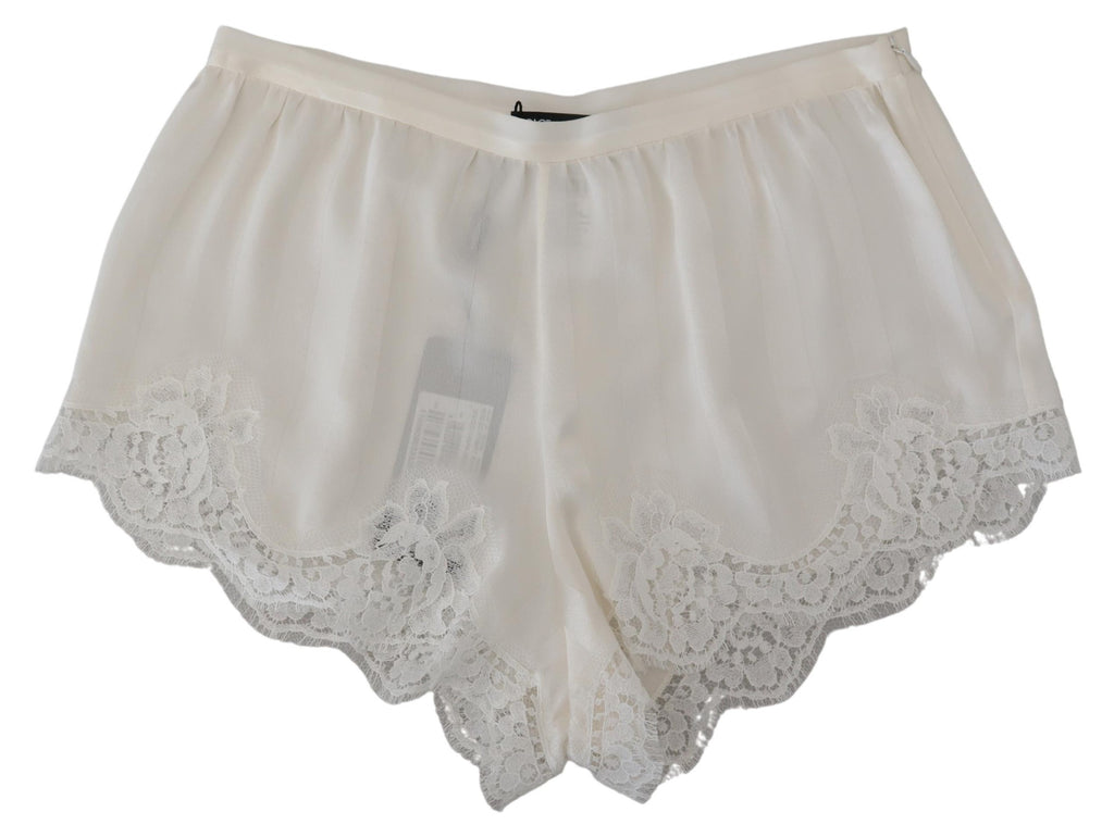 Dolce & Gabbana White Silk Floral Lace Lingerie Underwear Dolce & Gabbana