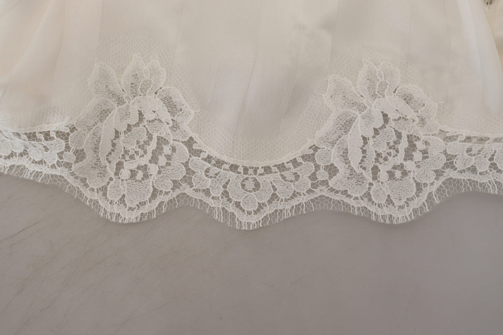 Dolce & Gabbana White Silk Floral Lace Lingerie Underwear Dolce & Gabbana