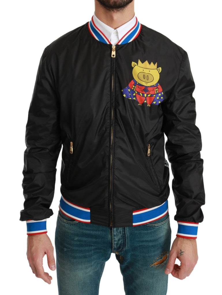 Dolce & Gabbana Black YEAR OF THE PIG Bomber Jacket - Luxe & Glitz