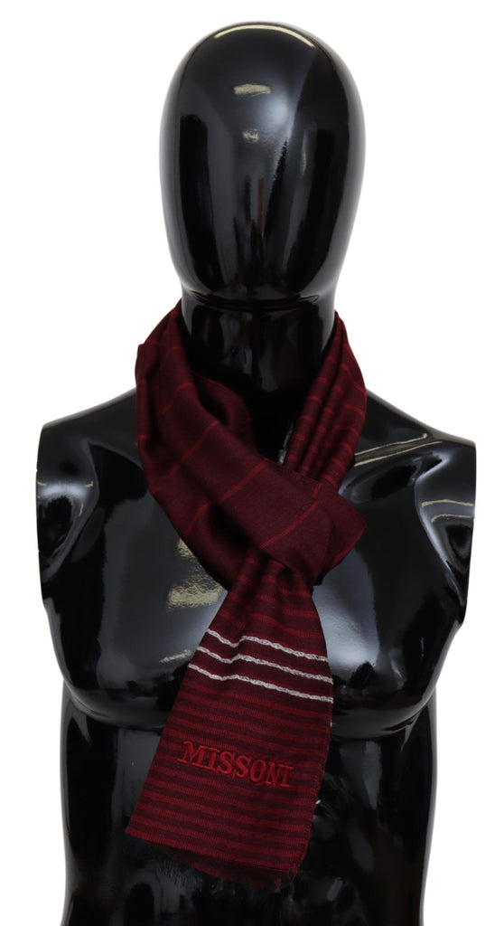 Missoni Red Striped Wool Blend Unisex Neck Wrap Red - Luxe & Glitz