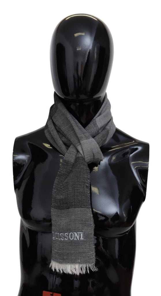 Missoni Gray Striped Wool Unisex Neck Wrap Fringes Scarf - Luxe & Glitz