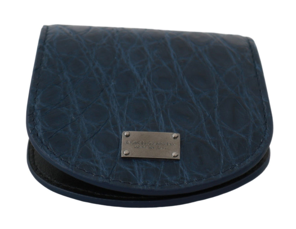 Dolce & Gabbana Blue Holder Pocket Wallet Blue Exotic Skin Condom Case Dolce & Gabbana