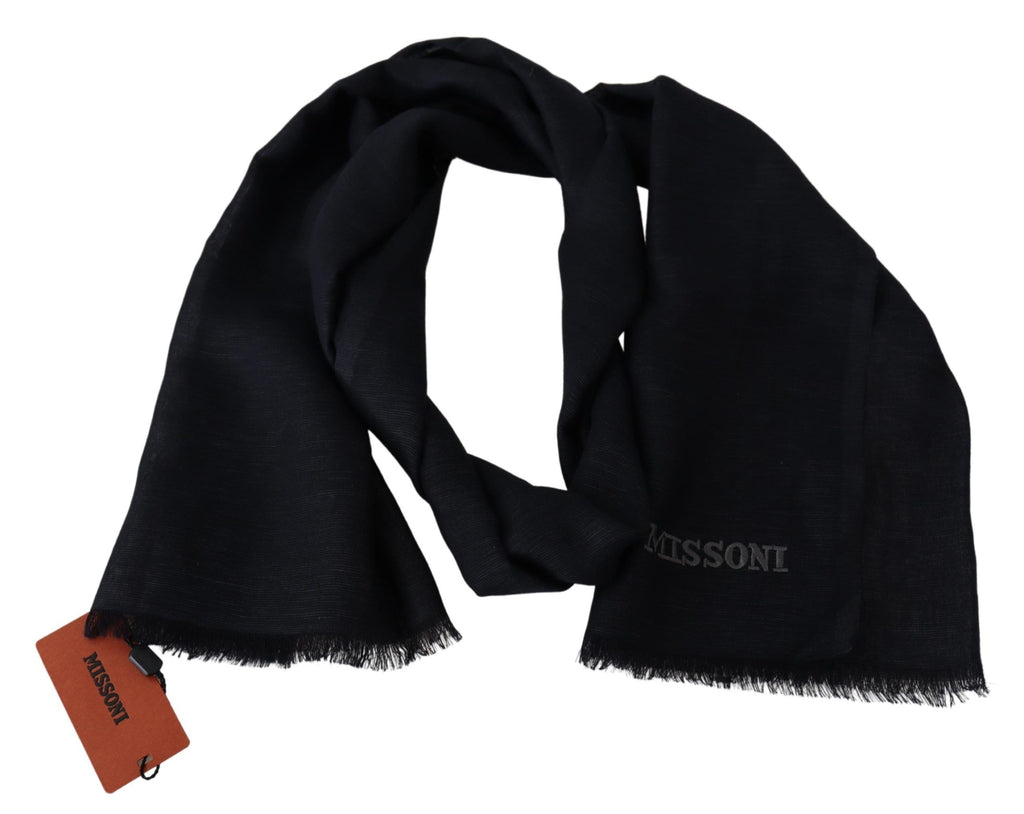 Missoni Black Wool Knit Unisex Neck Wrap Fringe Scarf - Luxe & Glitz