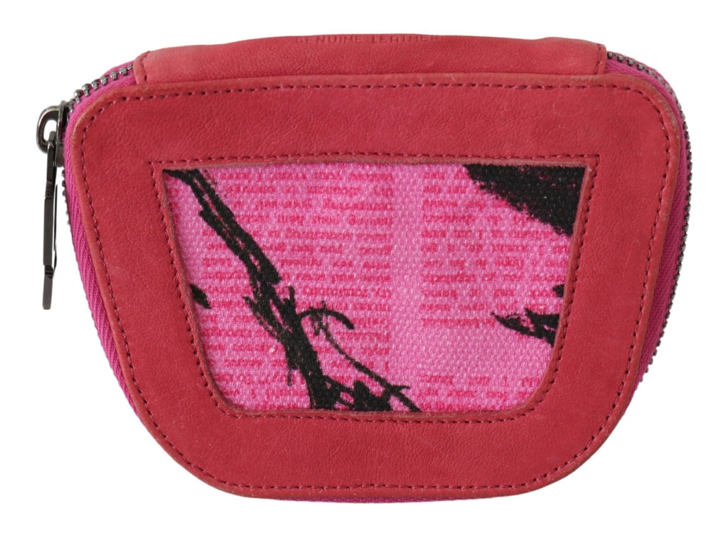 PINKO Pink Suede Printed Coin Holder Women Fabric Zippered Purse - Luxe & Glitz