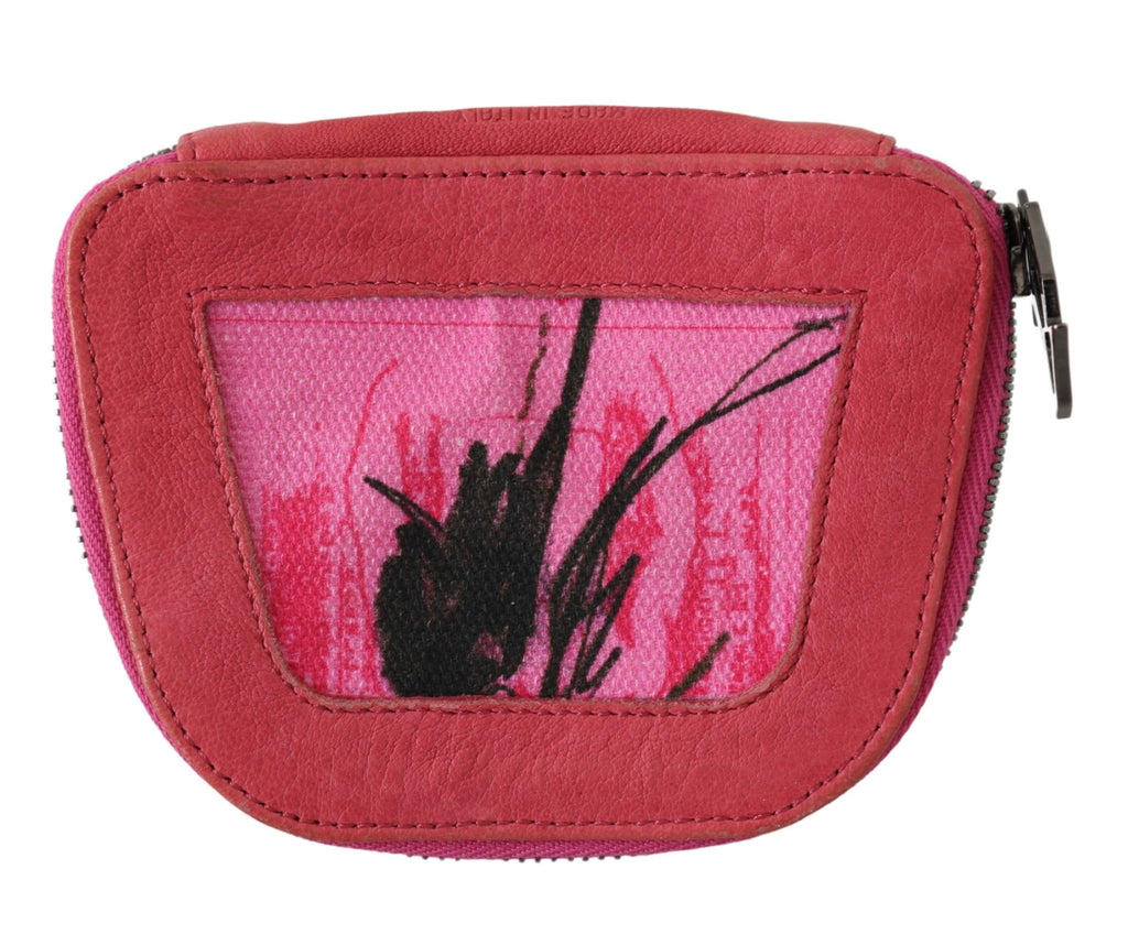 PINKO Pink Suede Printed Coin Holder Women Fabric Zippered Purse - Luxe & Glitz