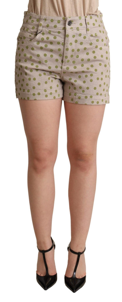 Dolce & Gabbana Beige Polka Dots Denim Cotton Stretch Shorts - Luxe & Glitz