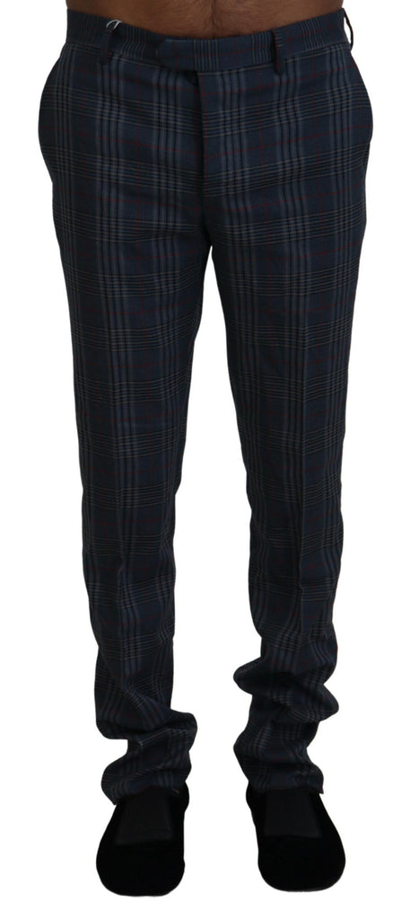 BENCIVENGA Gray Pure Wool Men Checkered Pants BENCIVENGA