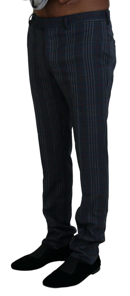 BENCIVENGA Gray Pure Wool Men Checkered Pants BENCIVENGA