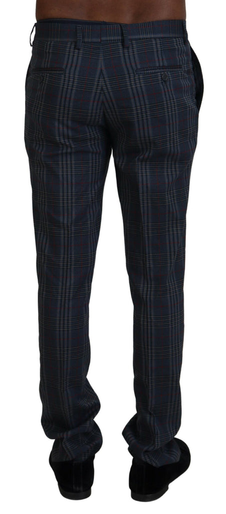 BENCIVENGA Gray Pure Wool Men Checkered Pants BENCIVENGA