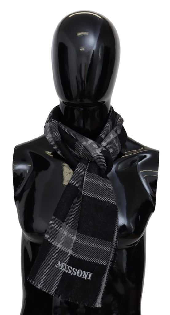 Missoni Black Plaid Wool Unisex Neck Wrap Scarf - Luxe & Glitz