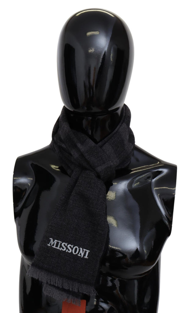 Missoni Black Striped Wool Unisex Neck Wrap Scarf - Luxe & Glitz