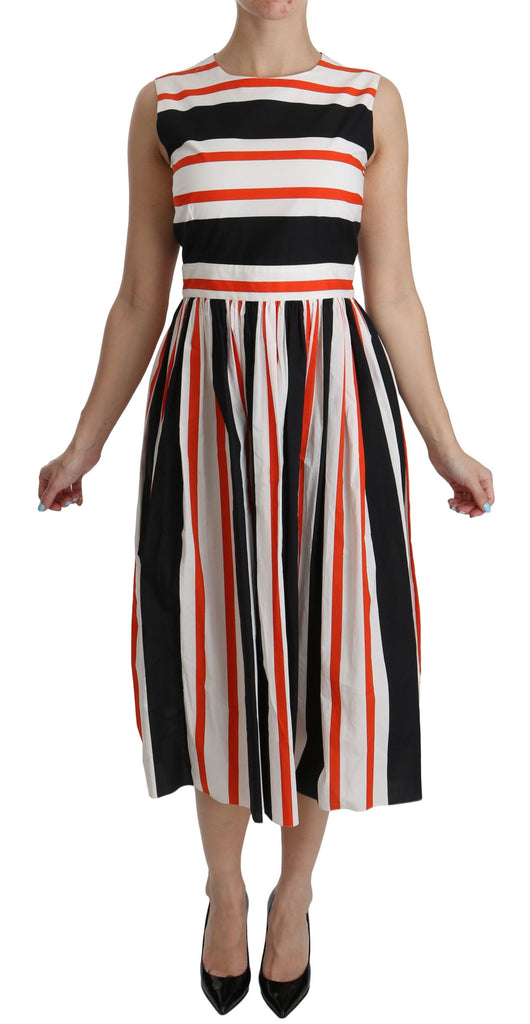 Dolce & Gabbana Multicolor Stripes A-Line Pleated Midi Dress - Luxe & Glitz