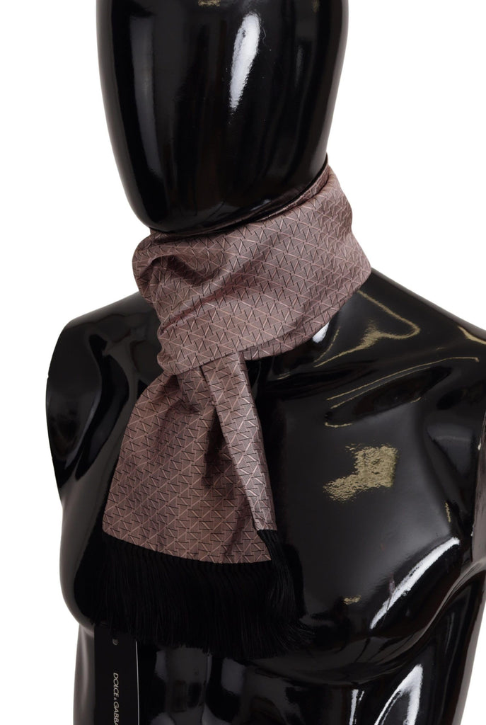 Dolce & Gabbana Light Pink Silk Check Print Neck Wrap Fringes Scarf - Luxe & Glitz