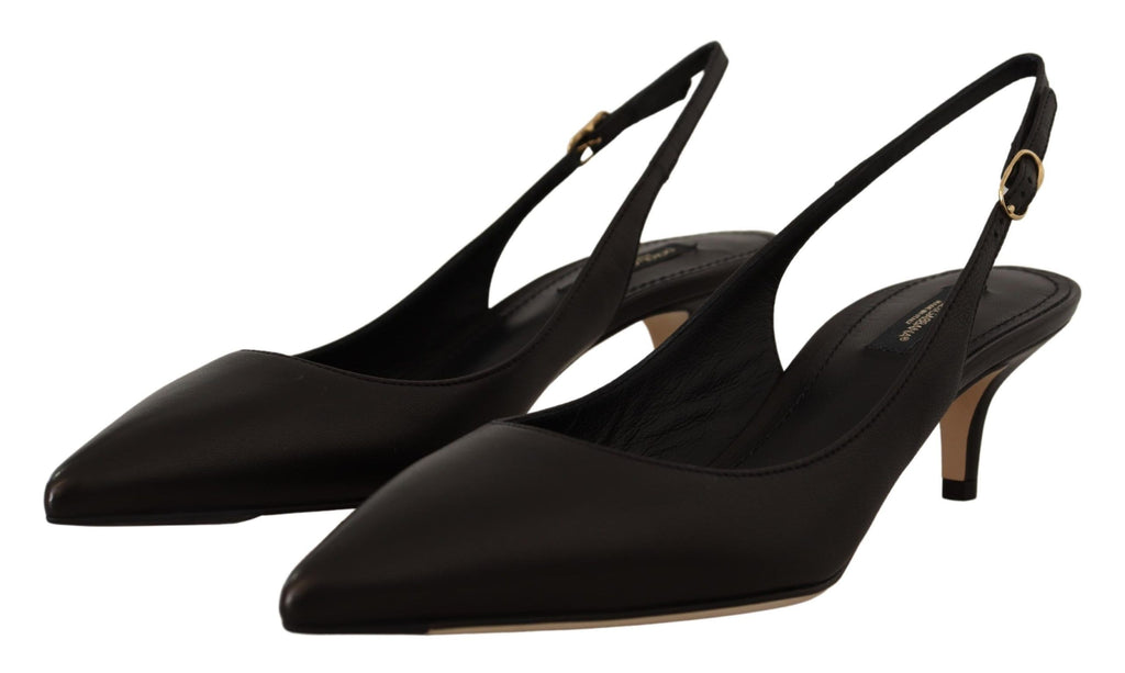 Dolce & Gabbana Black Leather Slingbacks Heels Pumps Shoes Dolce & Gabbana