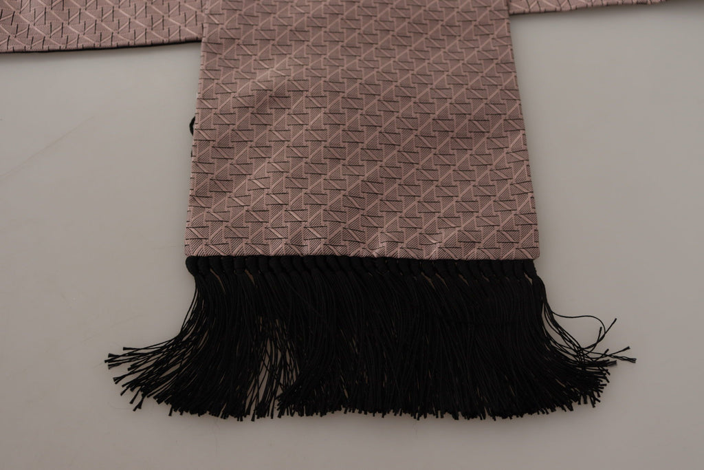 Dolce & Gabbana Light Pink Silk Check Print Neck Wrap Fringes Scarf - Luxe & Glitz