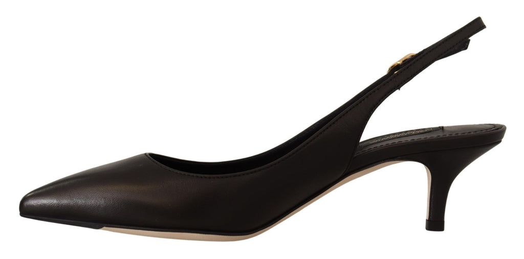 Dolce & Gabbana Black Leather Slingbacks Heels Pumps Shoes Dolce & Gabbana