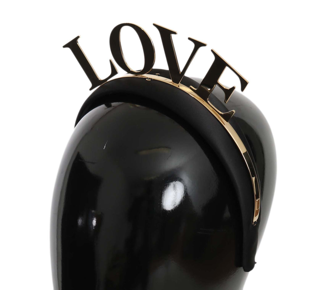 Dolce & Gabbana Black Brass Gold Love Diadem One Size Tiara Headband Dolce & Gabbana