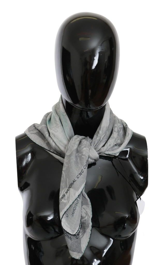 Costume National Gray Silk Shawl Foulard Wrap Scarf - Luxe & Glitz