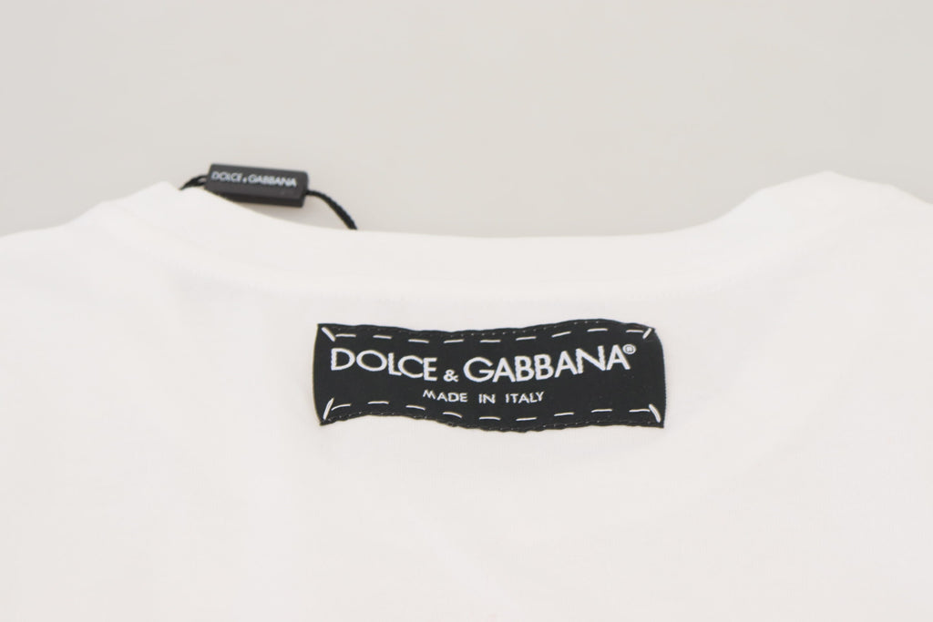 Dolce & Gabbana T-shirt Top White Textured Short Sleeve Dolce & Gabbana