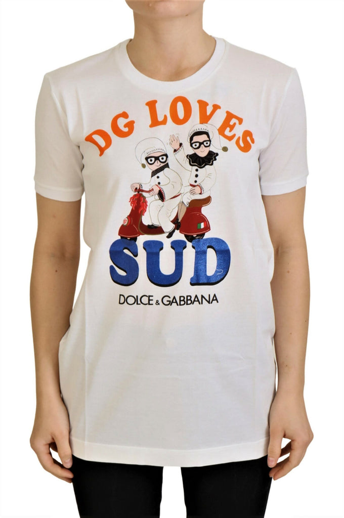 Dolce & Gabbana White Cotton DG Loves SUD  T-shirt Dolce & Gabbana