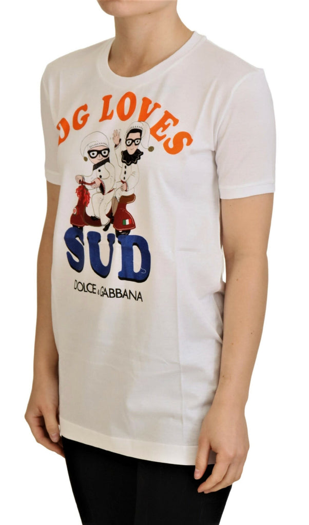 Dolce & Gabbana White Cotton DG Loves SUD  T-shirt Dolce & Gabbana