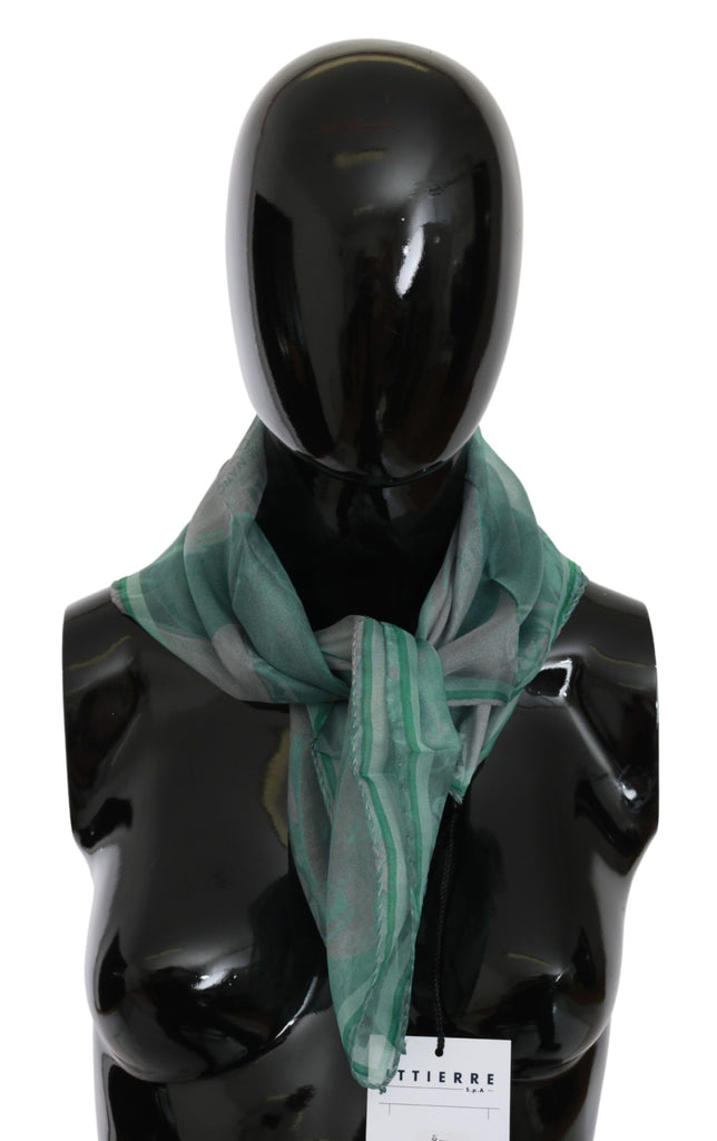 Costume National Green Silk Shawl Foulard Wrap Scarf - Luxe & Glitz