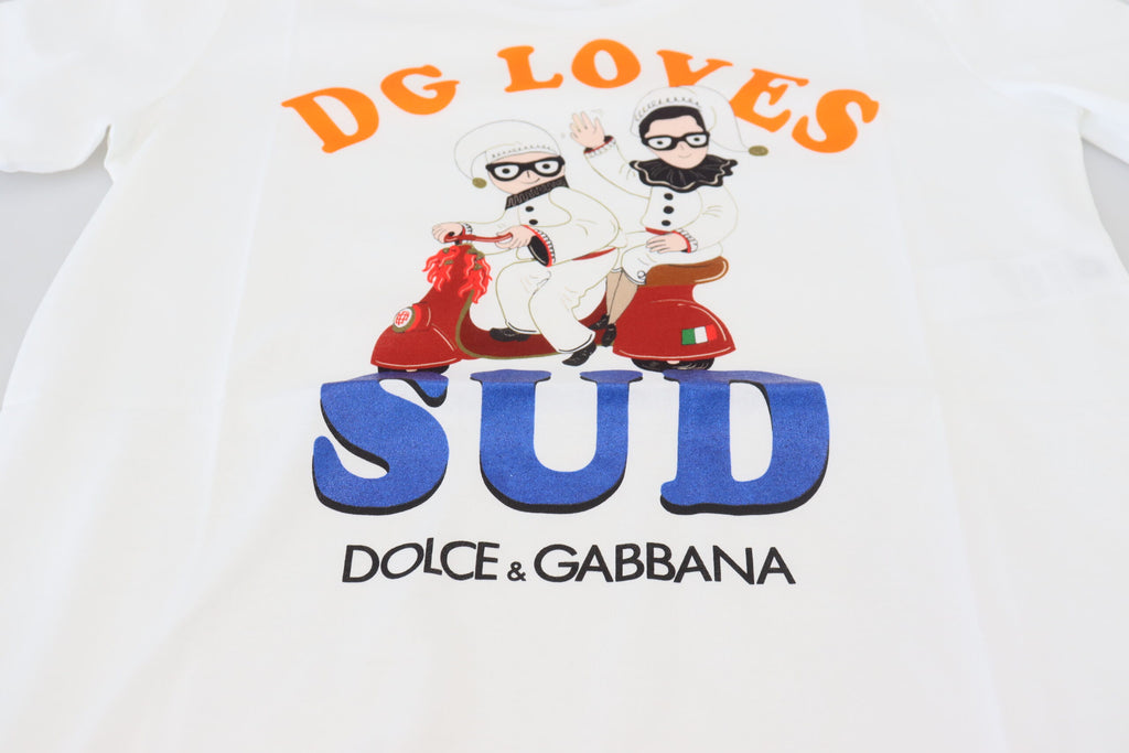 Dolce & Gabbana White Cotton DG Loves SUD  T-shirt Dolce & Gabbana