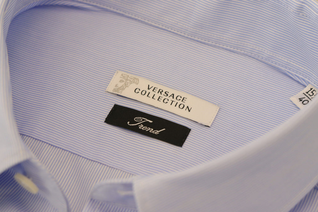 Versace Collection Light Blue Cotton Formal Men Shirt Versace Collection