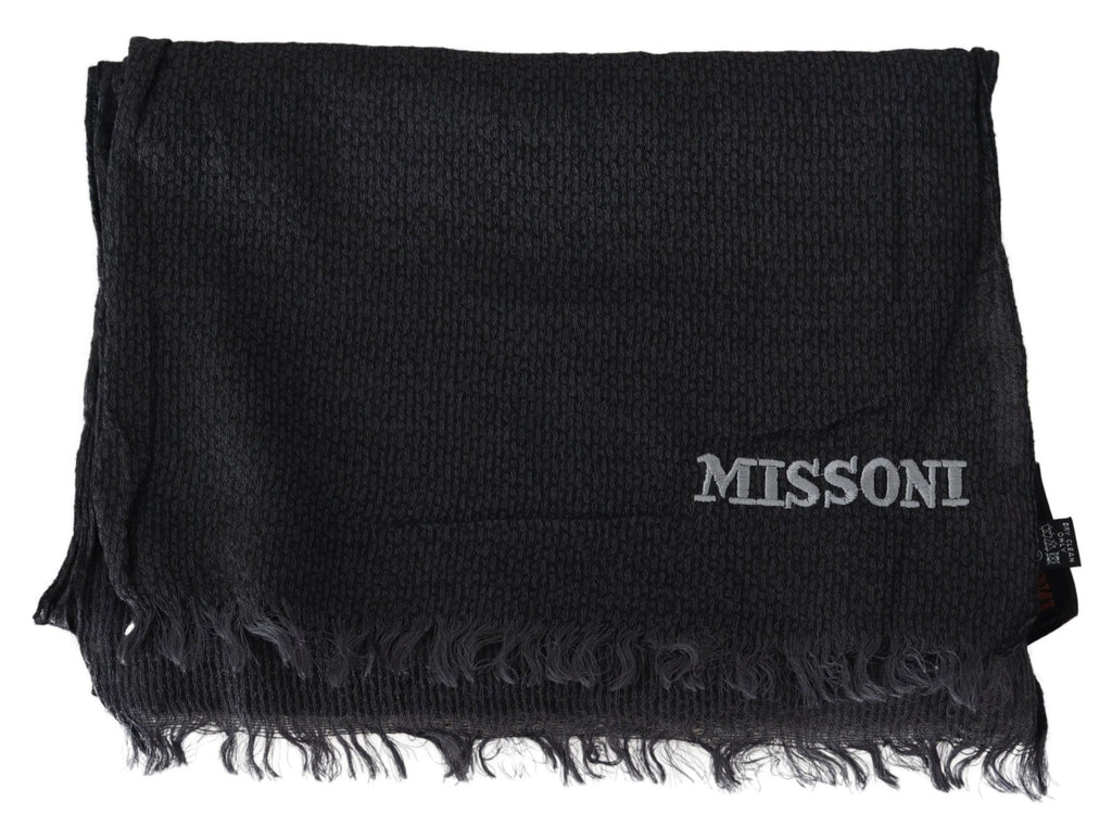 Missoni Black Wool Knit Unisex Neck Wrap Scarf - Luxe & Glitz