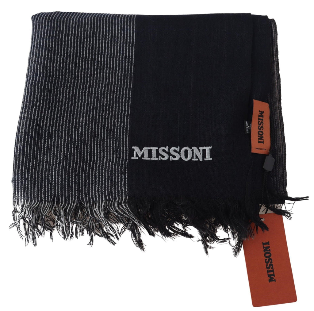 Missoni Black Striped Wool Unisex Neck Wrap Scarf - Luxe & Glitz