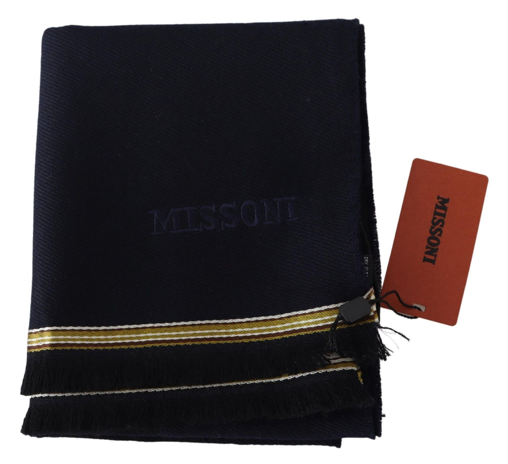 Missoni Black 100% Wool Unisex Neck Wrap Fringes Scarf - Luxe & Glitz