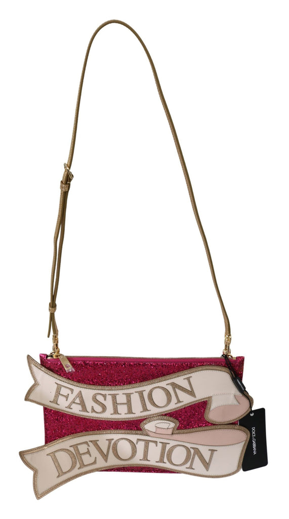 Dolce & Gabbana Pink Glittered Fashion Devotion Sling CLEO Purse Dolce & Gabbana