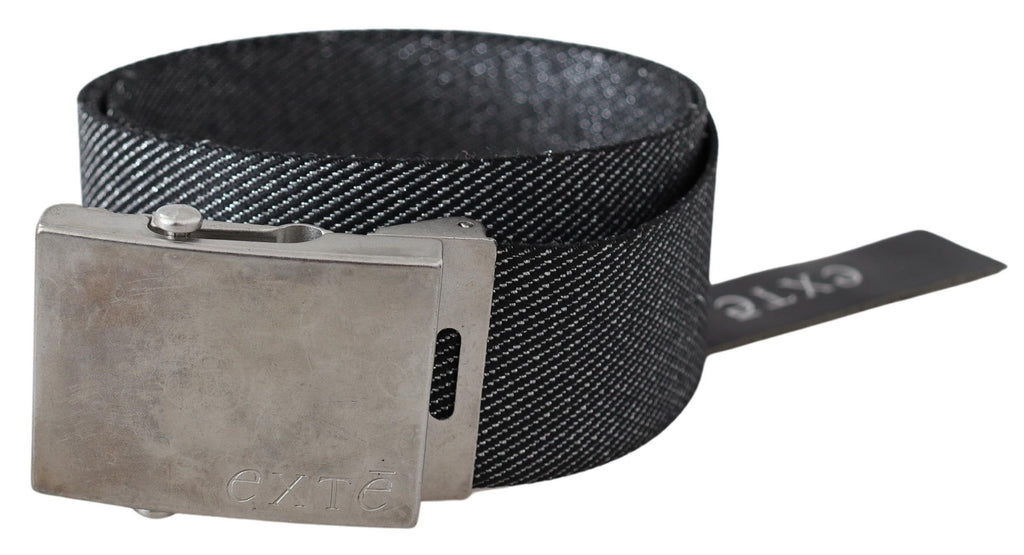Exte Black Silver Metal Brushed Buckle Waist Belt - Luxe & Glitz