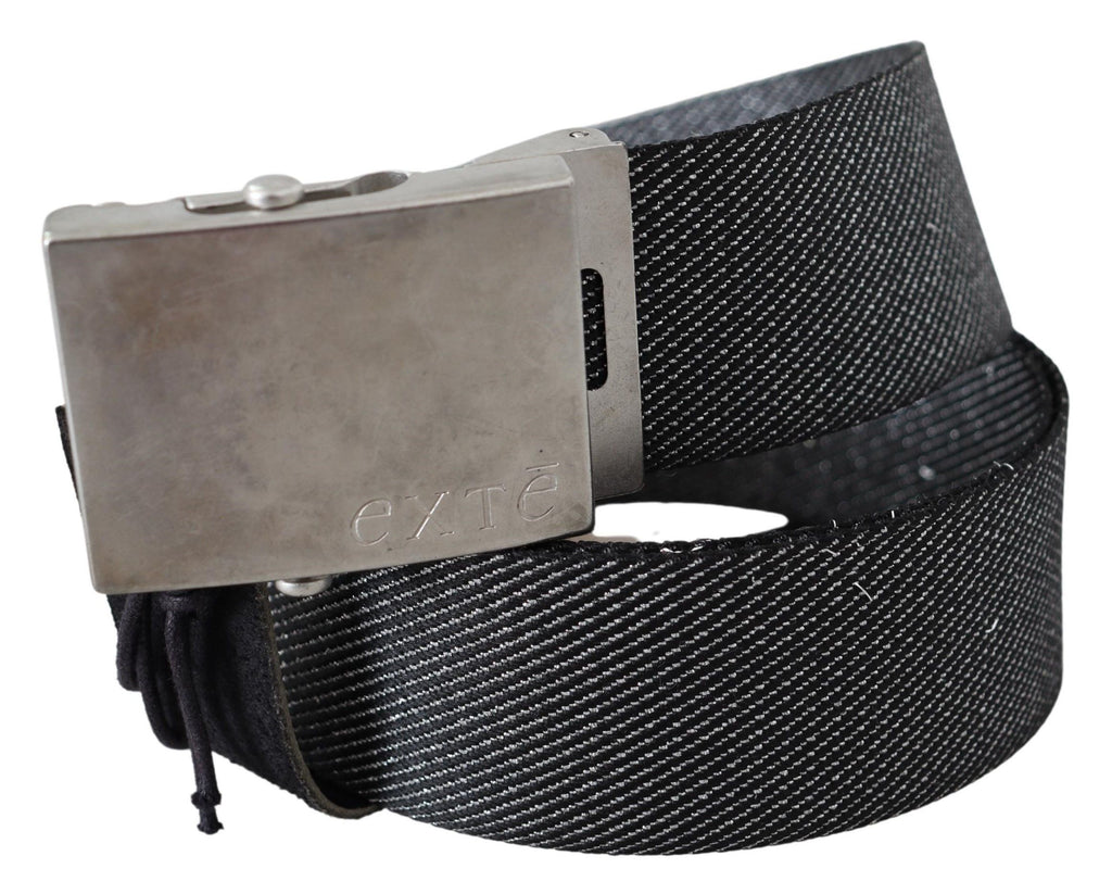 Exte Black Silver Metal Brushed Buckle Waist Belt - Luxe & Glitz