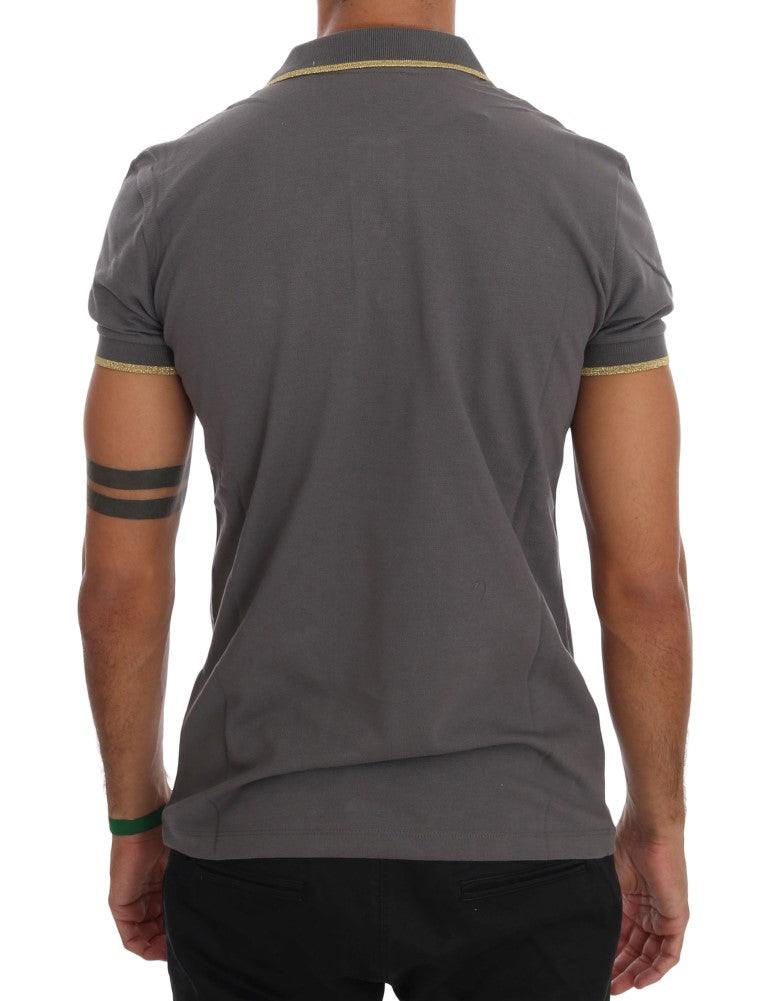 Roberto Cavalli Gray Collared Short Sleeve T-shirt Roberto Cavalli