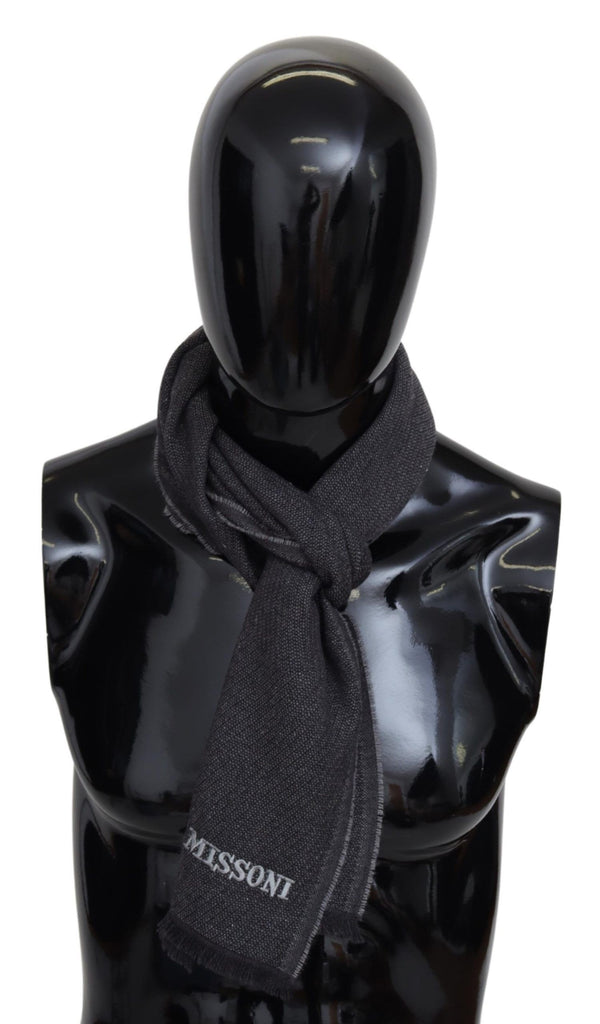 Missoni Black Wool Knit Unisex Neck Wrap Shawl Scarf - Luxe & Glitz