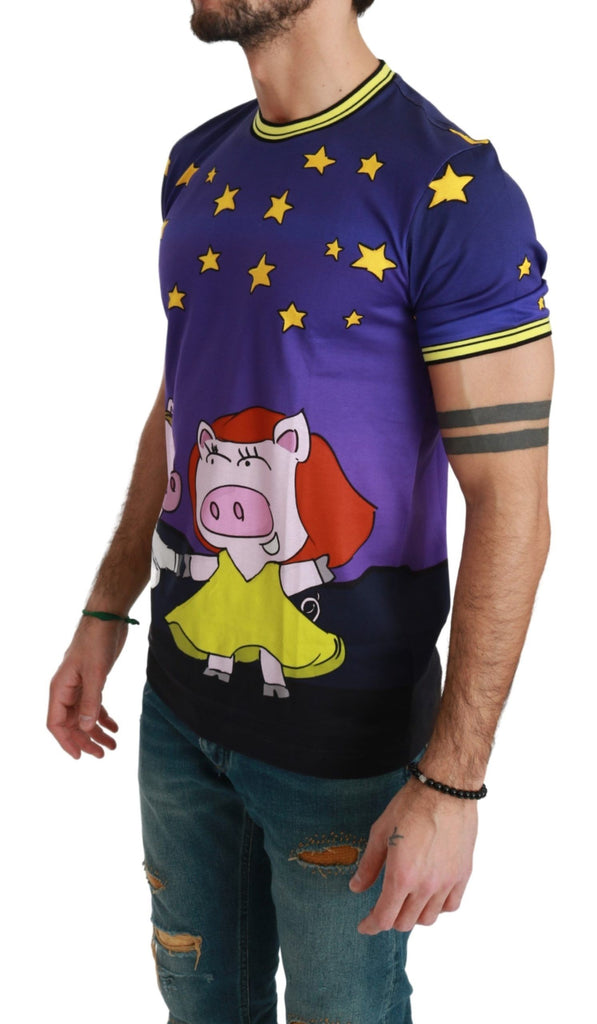 Dolce & Gabbana Purple  Cotton Top 2019 Year of the Pig  T-shirt - Luxe & Glitz