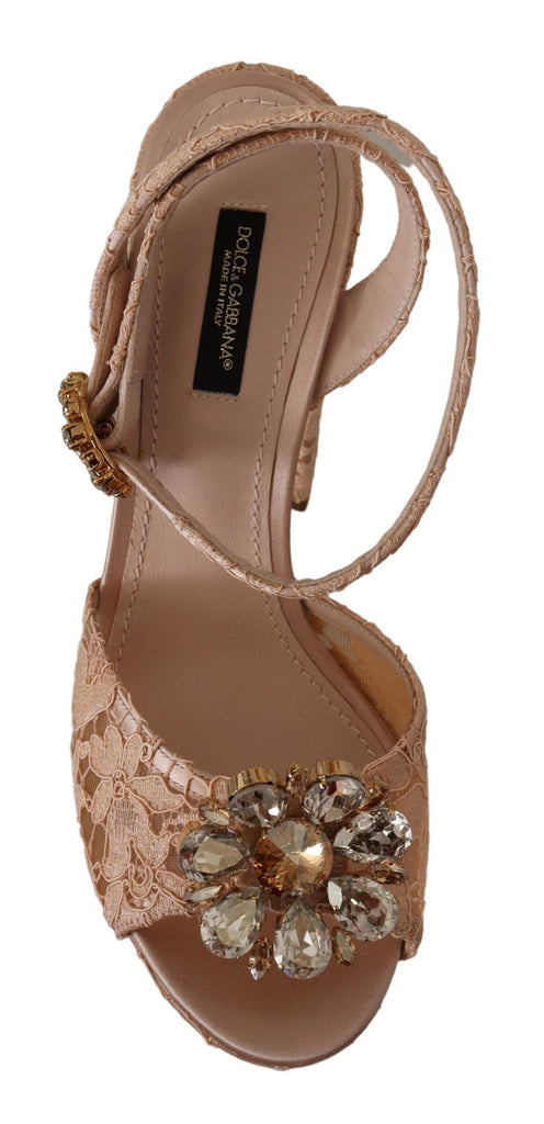 Dolce & Gabbana Pink Lace Taormina Platform Sandals Shoes Dolce & Gabbana