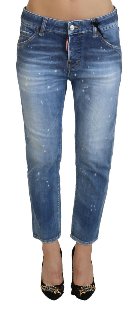 Dsquared² Blue Cotton Low Waist Cropped Denim Cool Girl Jeans Dsquared²