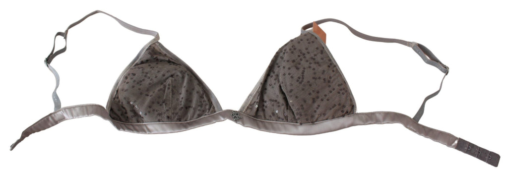 Ermanno Scervino Gray Nylon Sequined Triangolo Bra Underwear - Luxe & Glitz