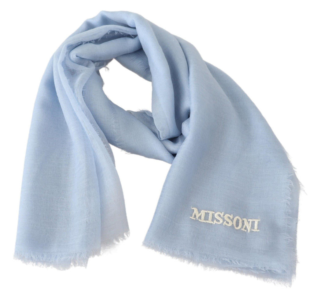 Missoni Light Blue Cashmere Unisex Neck Wrap Scarf - Luxe & Glitz