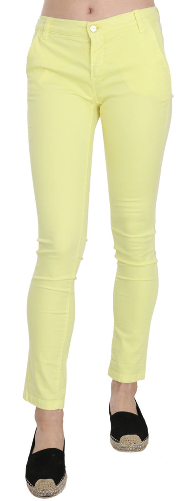 PINKO Yellow Cotton Stretch Low Waist Skinny Casual Trouser Pants - Luxe & Glitz