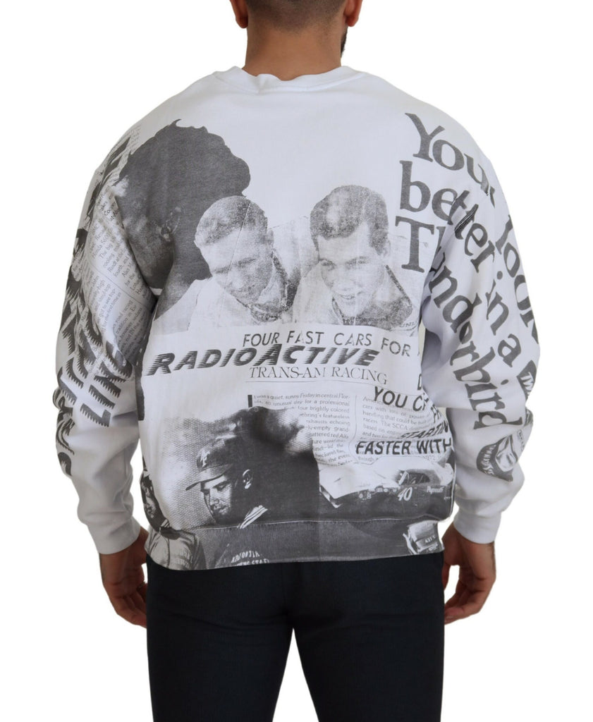 MSGM White Cotton Crewneck Pullover Sweatshirt Sweater MSGM